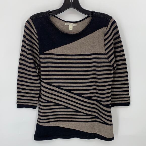 Dana Buchman Women's Brown & Black Stripe Lightweight Sweater Size Medium - Picture 1 of 10